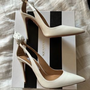 Aquazzura White Bow Tie Pumps 105